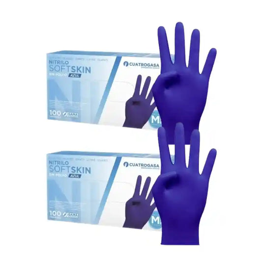 Cuatrogasa Guantes Nitrilo Softskin Sin Polvo Azul Talla M, 2X100 Unidades