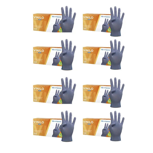 Cuatrogasa Guantes Vinilo Sin Polvo Azul Talla L, 8X100 Unidades