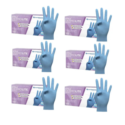 Cuatrogasa Guantes Vinilo Sin Polvo Azul Talla M, 6X100 Unidades