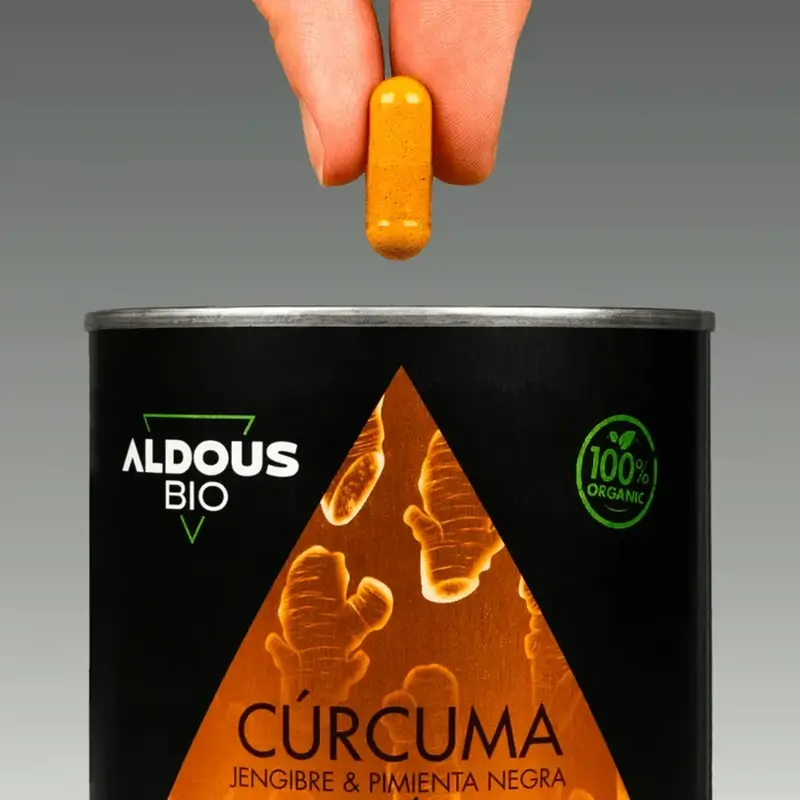 Aldous Bio Cúrcuma con Jengibre y Pimienta Negra con Probióticos, 250 cápsulas
