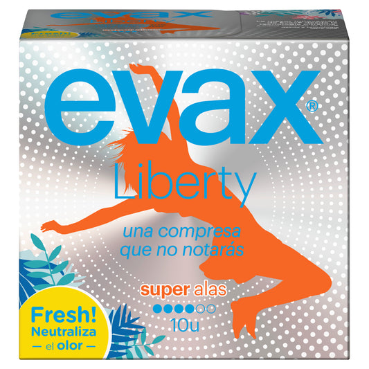 Evax Liberty Super Compresas Con Alas , 10 unidades