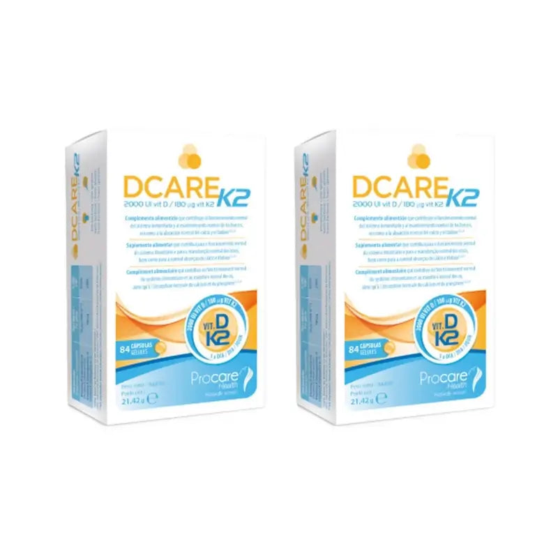 Dcare K2 2000 Iu Vitamina D3, 2X84 Perlas