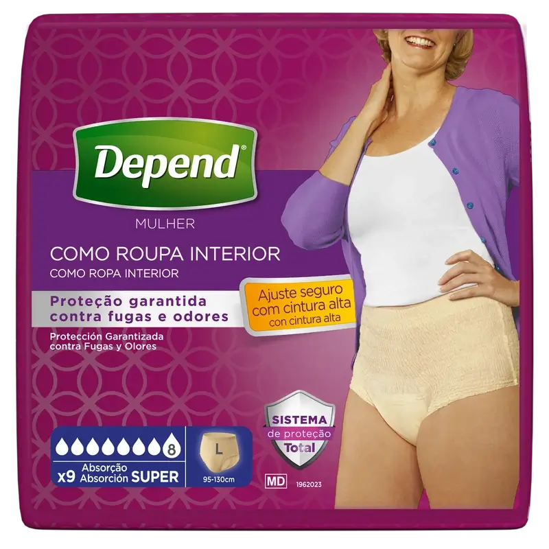 Depend Super L Pañal Adulto Mujer , 9 unidades
