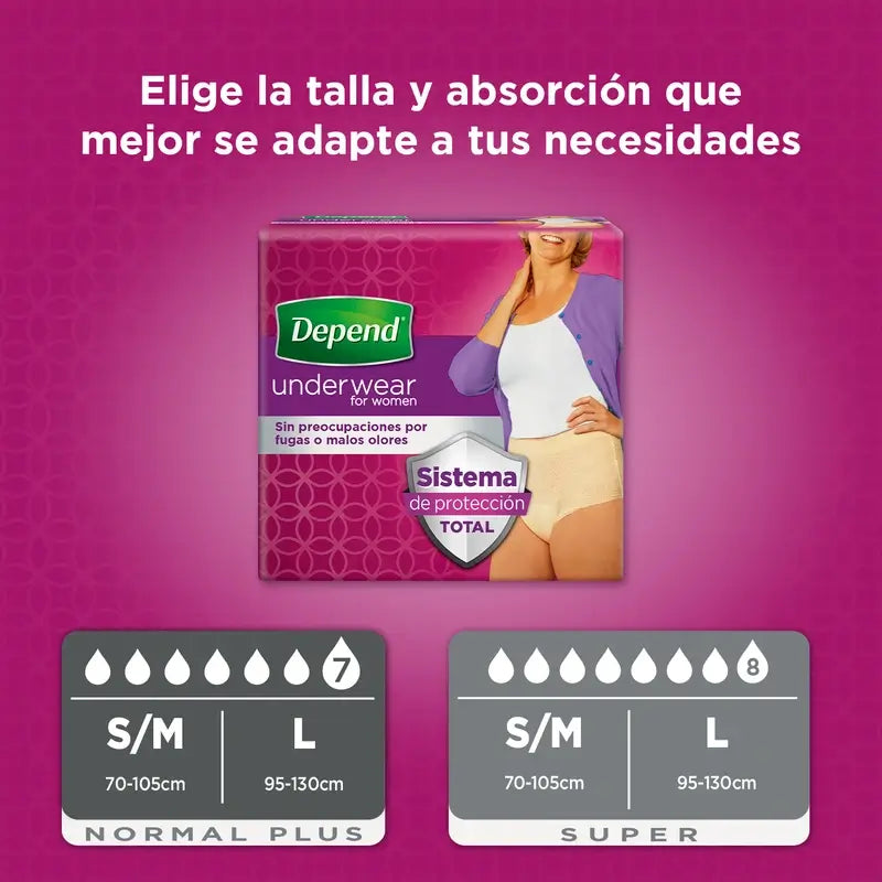 Depend Super L Pañal Adulto Mujer , 9 unidades