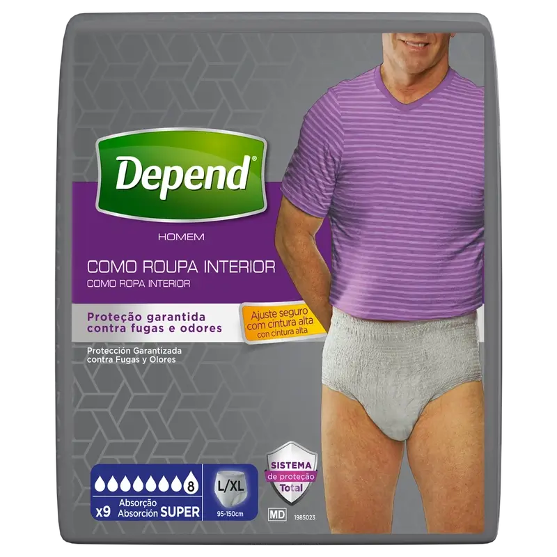 Depend Super L/Xl Pañal Adulto Hombre , 9 unidades