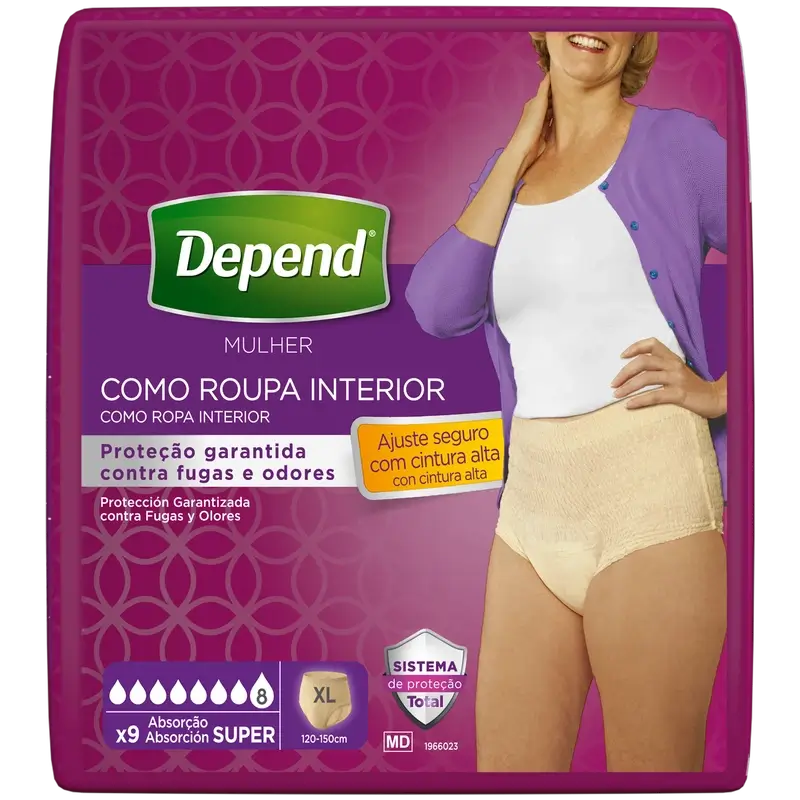 Depend Super Xl Pañal Adulto Mujer , 9 unidades