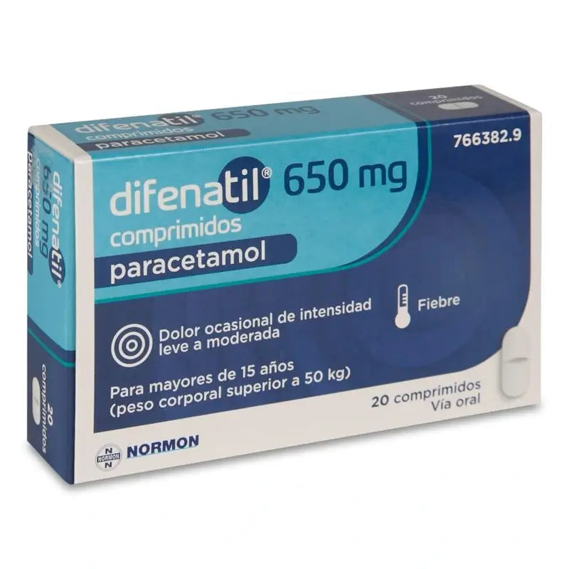 Difenatil 650 Mg, 20 comprimidos