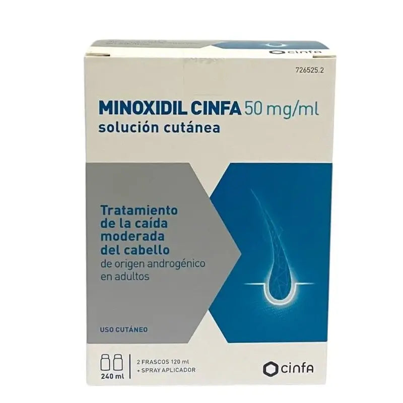 Cinfa Minoxidil 50 Mg/Ml Solución Cutánea 2 Frascos, 120 ml