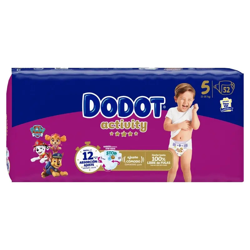 Dodot Activity Talla 5 (12-16 Kg), 52 Pañales