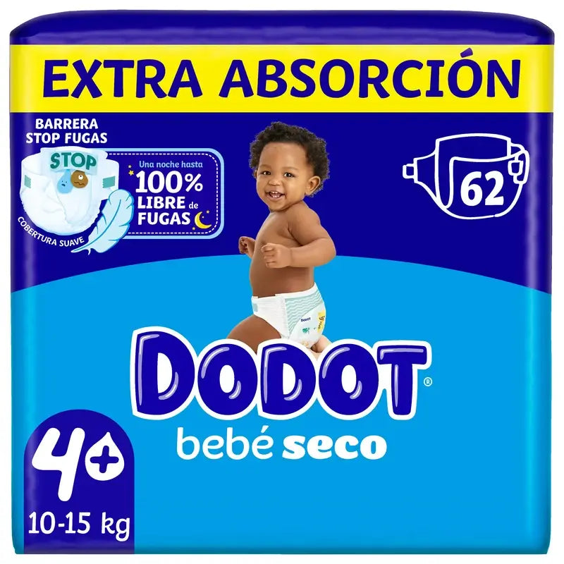Dodot Bebé Seco Talla 4 (10-15kg), 62 Pañales