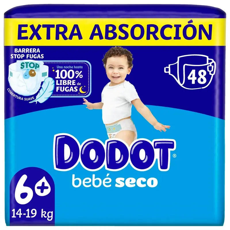 Dodot Bebé Seco Talla 6+ (+14 Kg), 48 Pañales