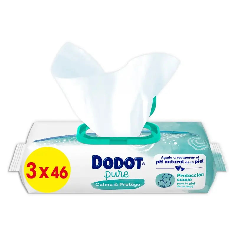 Dodot Toallitas Pure Calma & Protege Para Bebé,  3 x 46 Unidades
