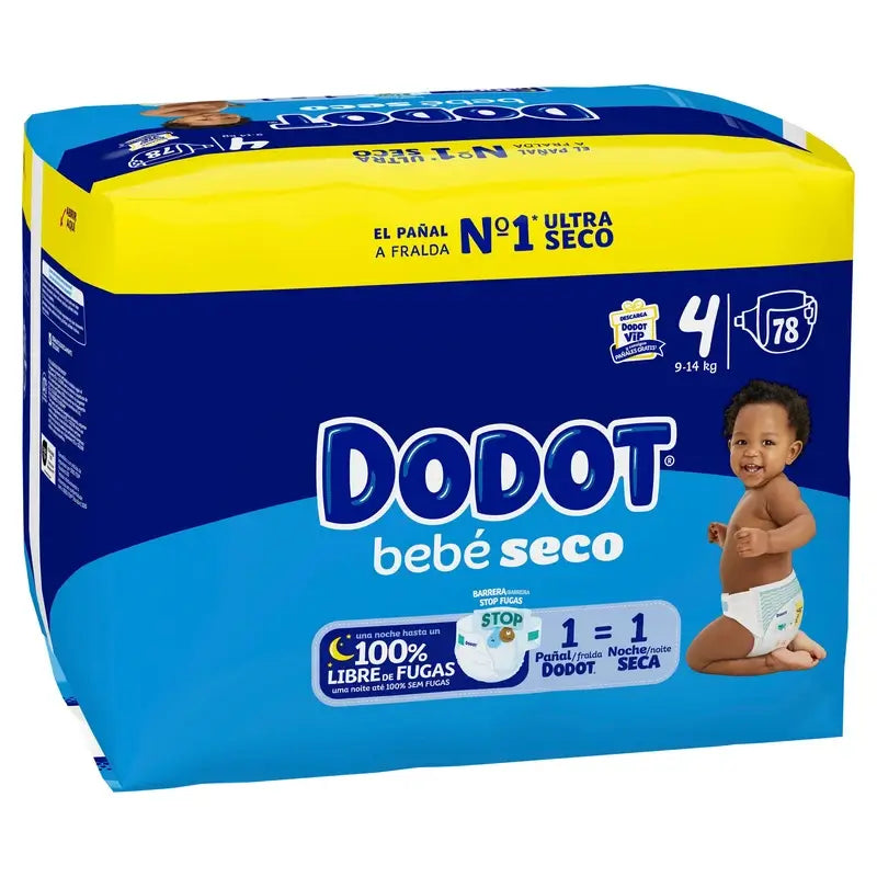 Dodot Bebé Seco Talla 4 (9-14 Kg), 78 Pañales