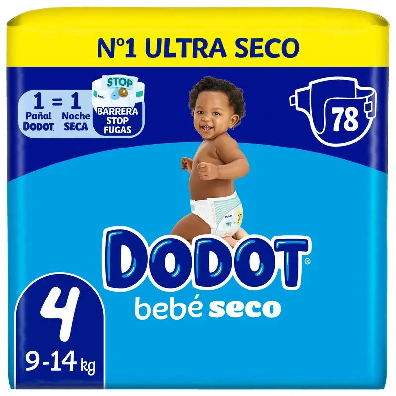 Dodot Bebé Seco Talla 4 (9-14 Kg), 78 Pañales