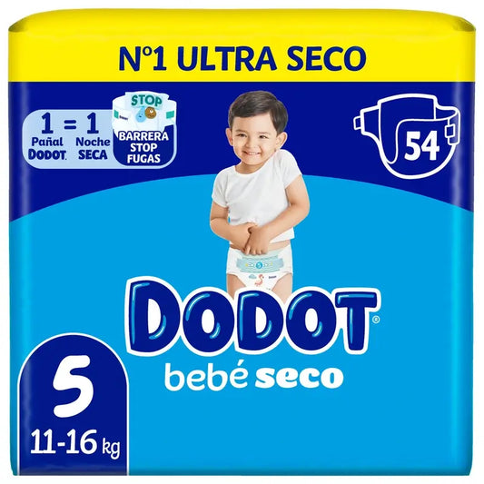 Dodot Bebé Seco Talla 5 (11-16 Kg) , 54 Pañales