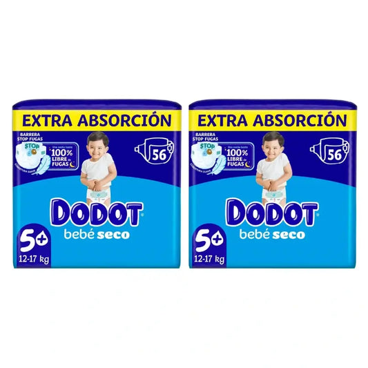Dodot Bebé Seco Talla 5 Extra Jumbo, 2x56 Pañales