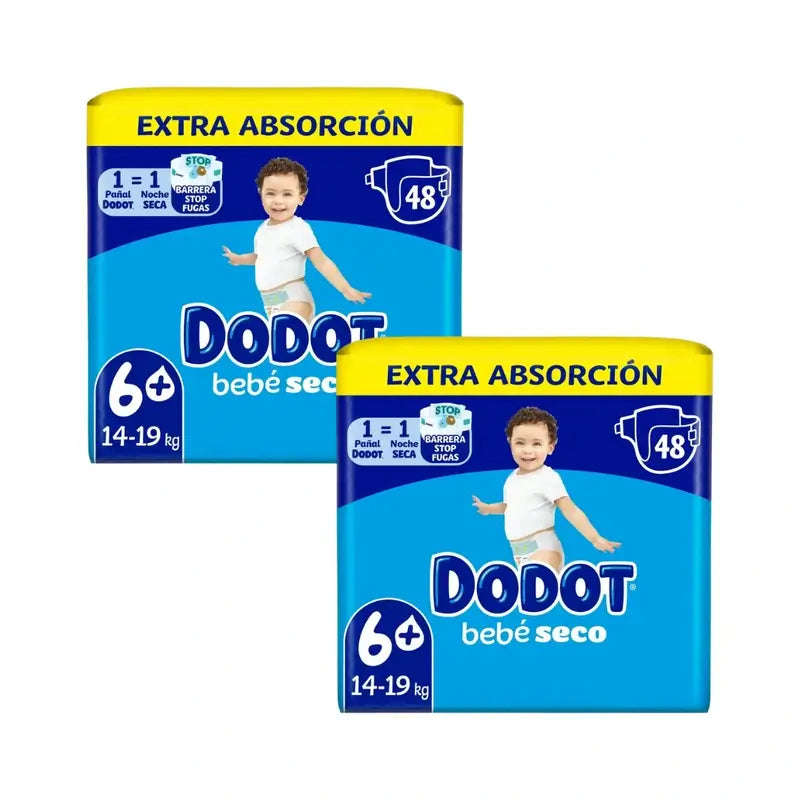 Dodot Bebé Seco Talla 6+ (+14 Kg), 2x48 Pañales