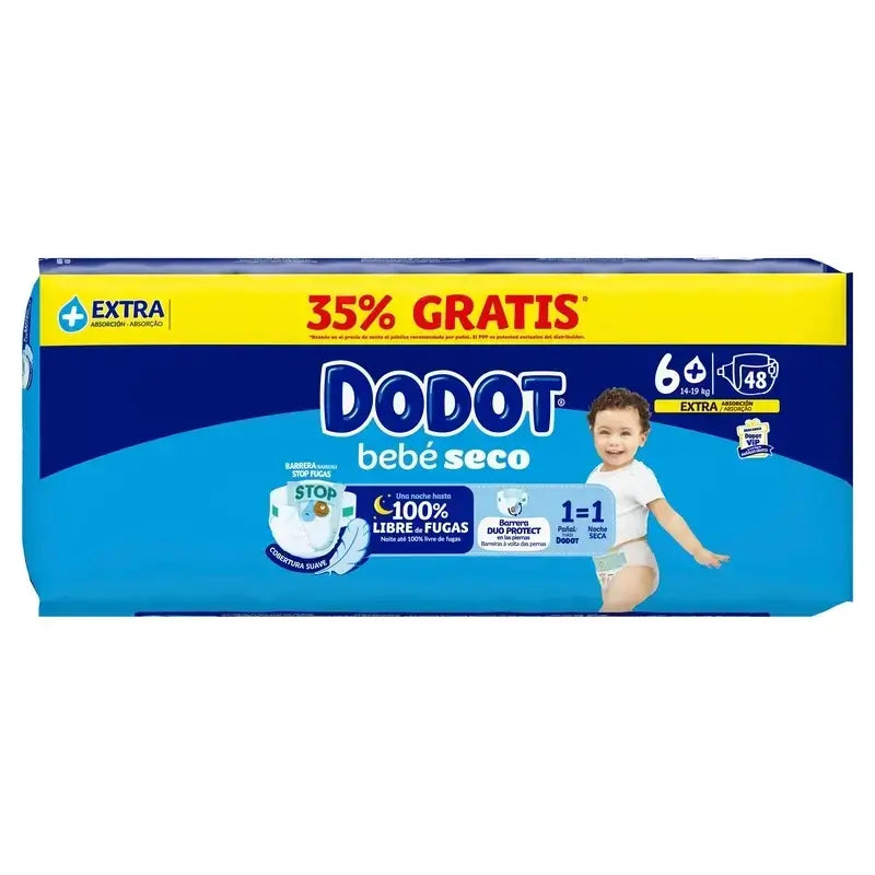 Dodot Bebé Seco Talla 6+ (+14 Kg), 2x48 Pañales