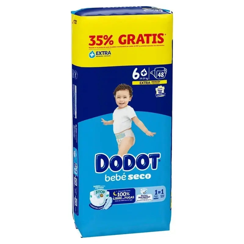 Dodot Bebé Seco Talla 6+ (+14 Kg), 2x48 Pañales