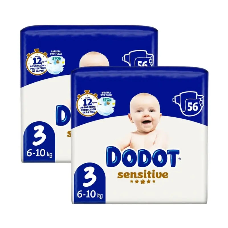Dodot Sensitive Talla 3 (6-10 Kg), 112 Pañales