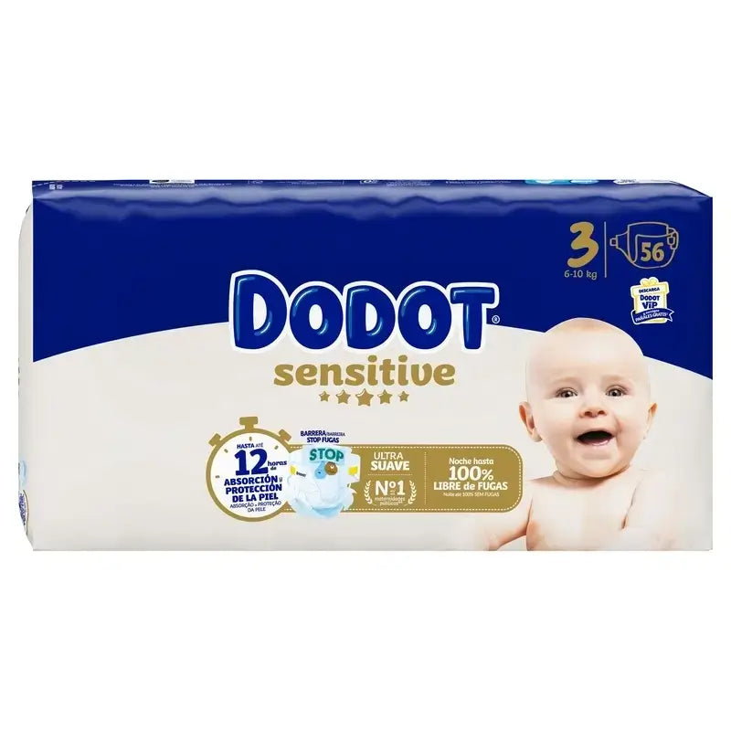 Dodot Sensitive Talla 3 (6-10 Kg), 112 Pañales