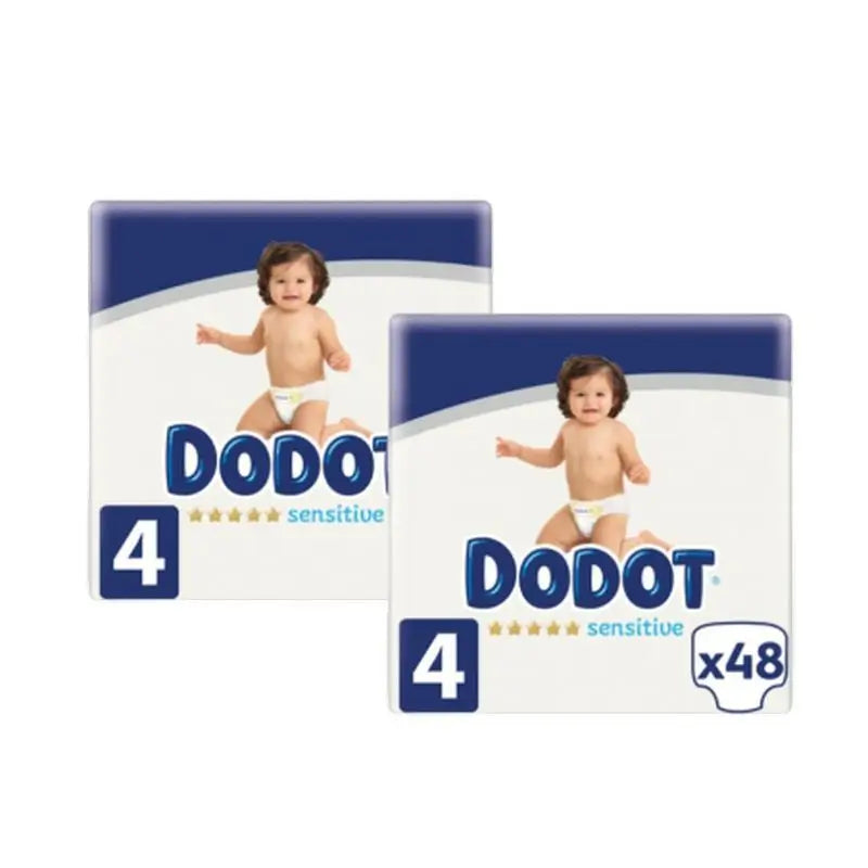Dodot Pack 2X Sensitive Pañal Talla 4 (6-10 Kg), 96 Unidades