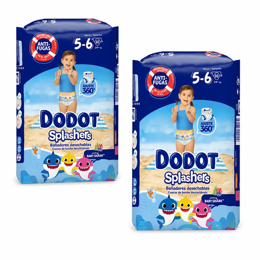 Dodot Splashers Pañales de Agua Talla 5-6, Pack 2 x 10 Unidades