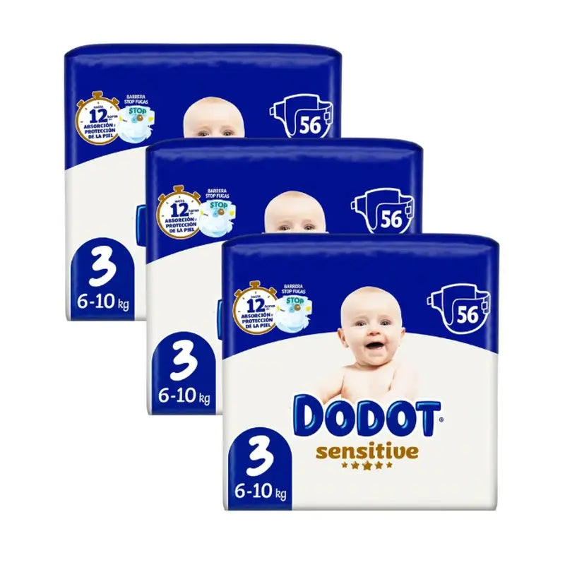 Dodot Sensitive Talla 3 (6-10 Kg), 168 Pañales