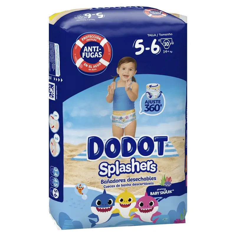 Dodot Splashers Pañales de Agua Talla 5-6, 10 Unidades