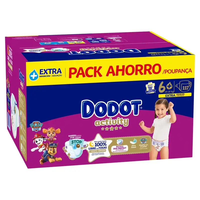 Dodot Activity Talla 6+, 14kg-19kg, 117 Pañales