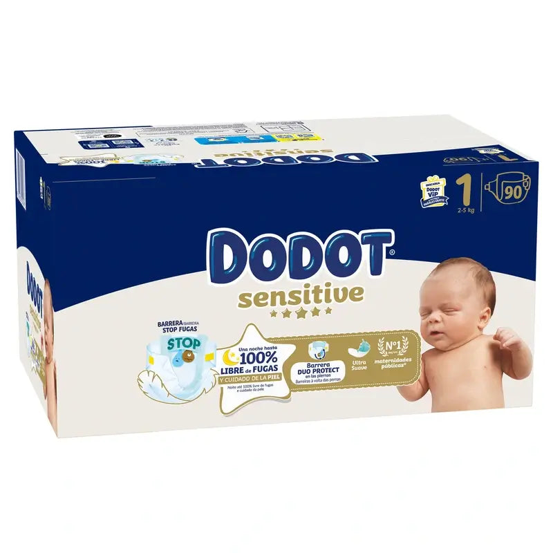 Dodot Pañal Sensitive Jumbo Pack Talla 1 , 90 unidades