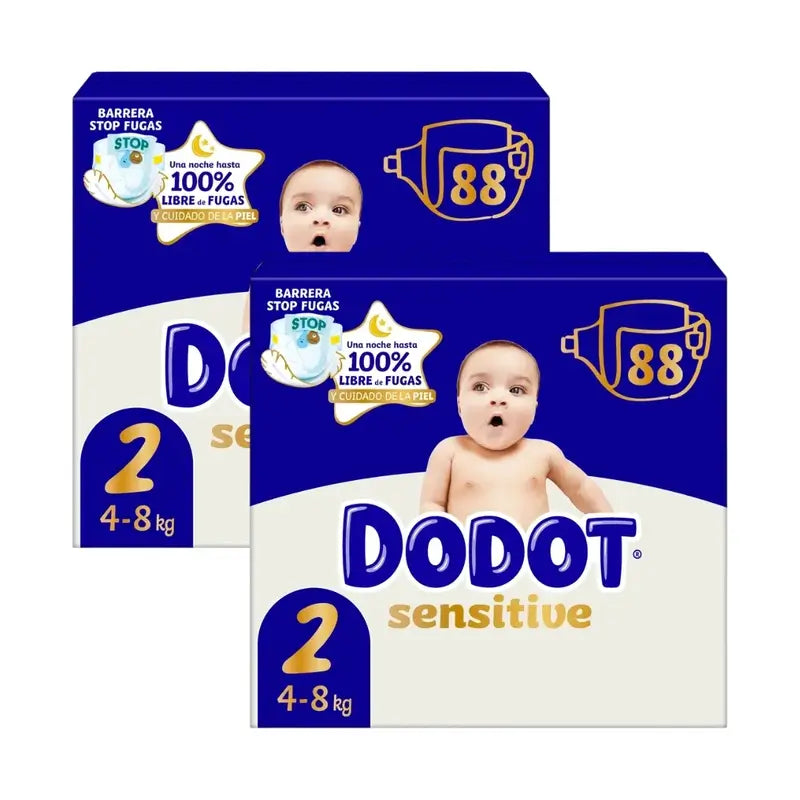 Dodot Pañal Sensitive Jumbo Pack Talla 2 , 2x88 Unidades