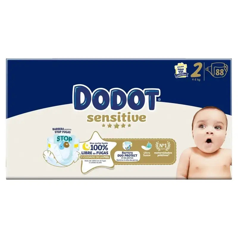 Dodot Pañal Sensitive Jumbo Pack Talla 2 , 2x88 Unidades