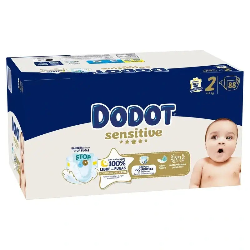 Dodot Pañal Sensitive Jumbo Pack Talla 2 , 3X88 Unidades