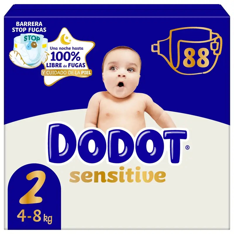 Dodot Pañal Sensitive Jumbo Pack Talla 2 , 88 unidades