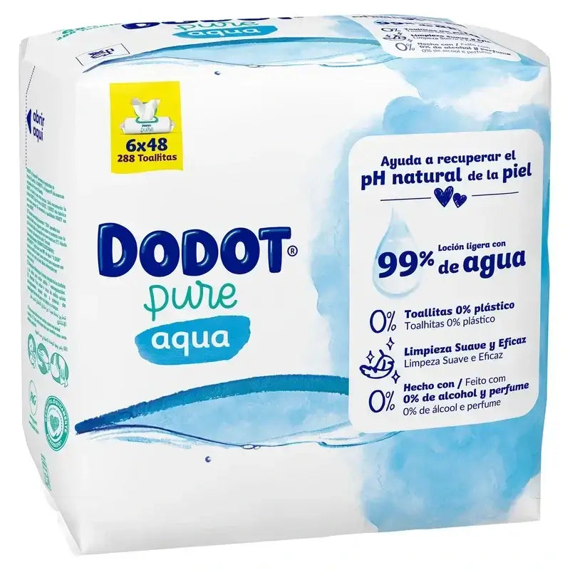 Dodot Pañal Sensitive Jumbo Pack Talla 2 , 2x88 Unidades + Toallitas Aqua Plastic Free Box 6X48 (288 Unidades)