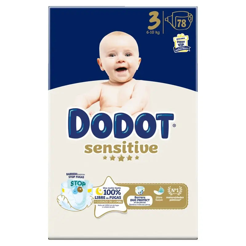 Dodot Pañal Sensitive Jumbo Pack Talla 3 , 78 unidades