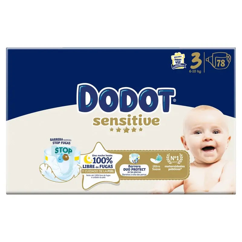 Dodot Pañal Sensitive Jumbo Pack Talla 3 , 78 unidades