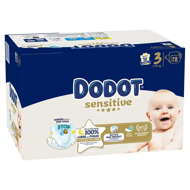 Dodot Pañal Sensitive Jumbo Pack Talla 3 , 78 unidades