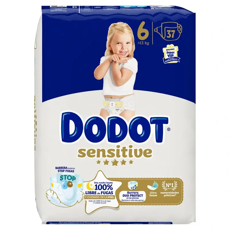 Dodot Sensitive Talla 6, >13kg, 37 Pañales