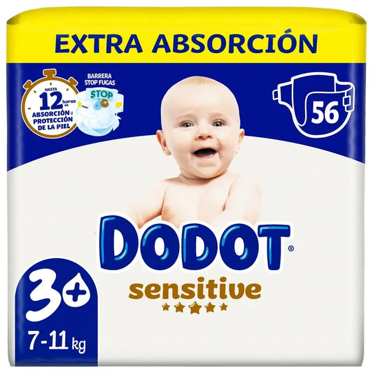 Dodot Sensitive Extra Jumbo Talla 3+, 56 Pañales