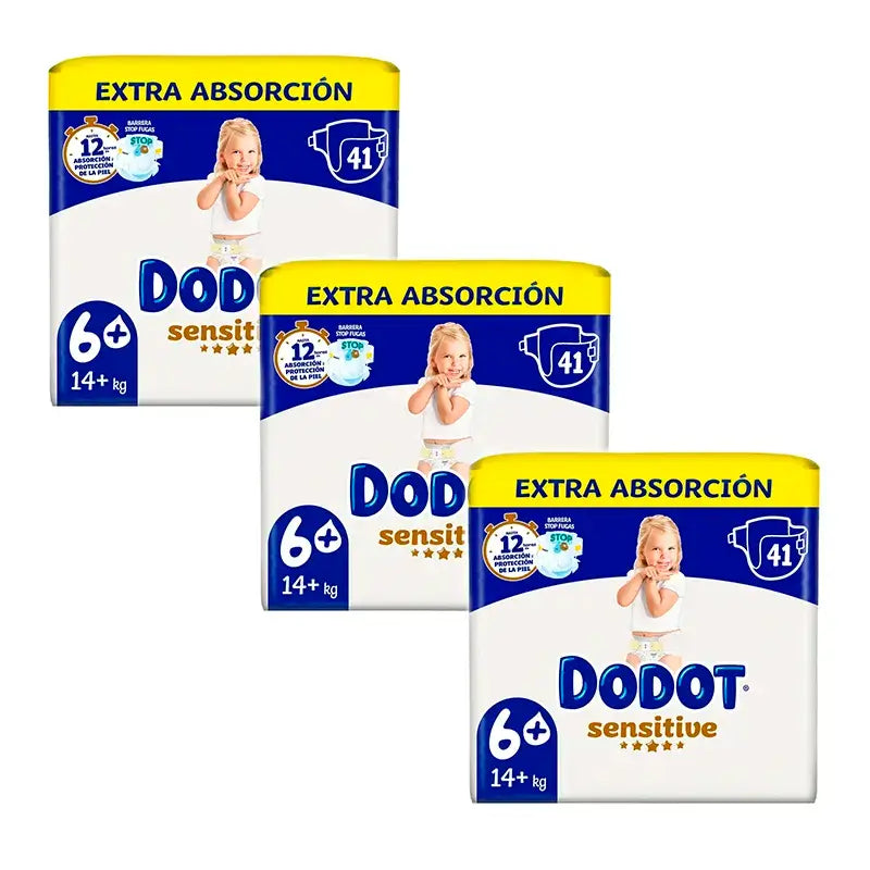 Dodot Sensitive Talla 6 Extra-Jumbo, 3 x 41 Pañales