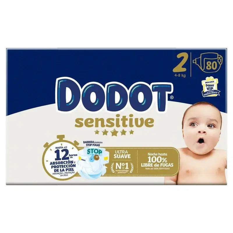 Dodot Sensitive Talla 2 Box, 4 x 80 Pañales