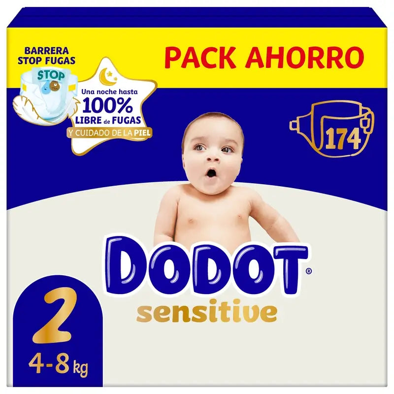 Dodot Sensitive Talla 2, Pañales, 4Kg-8Kg , 174 uds