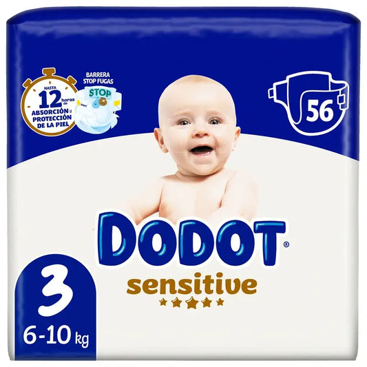 Dodot Sensitive Talla 3 (6-10 Kg), 56 Pañales