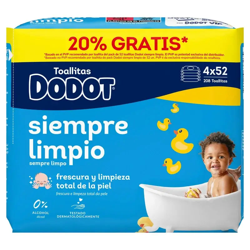 Dodot Toallitas De Recambio, 208 Unidades