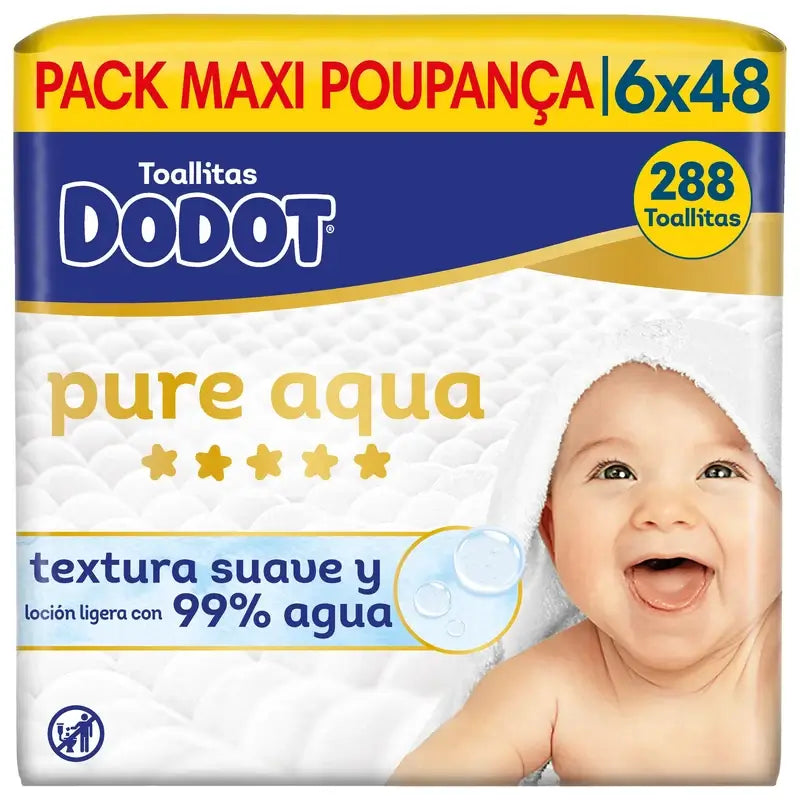 Dodot Toallitas Pure Aqua, 6x48, 288 unidades