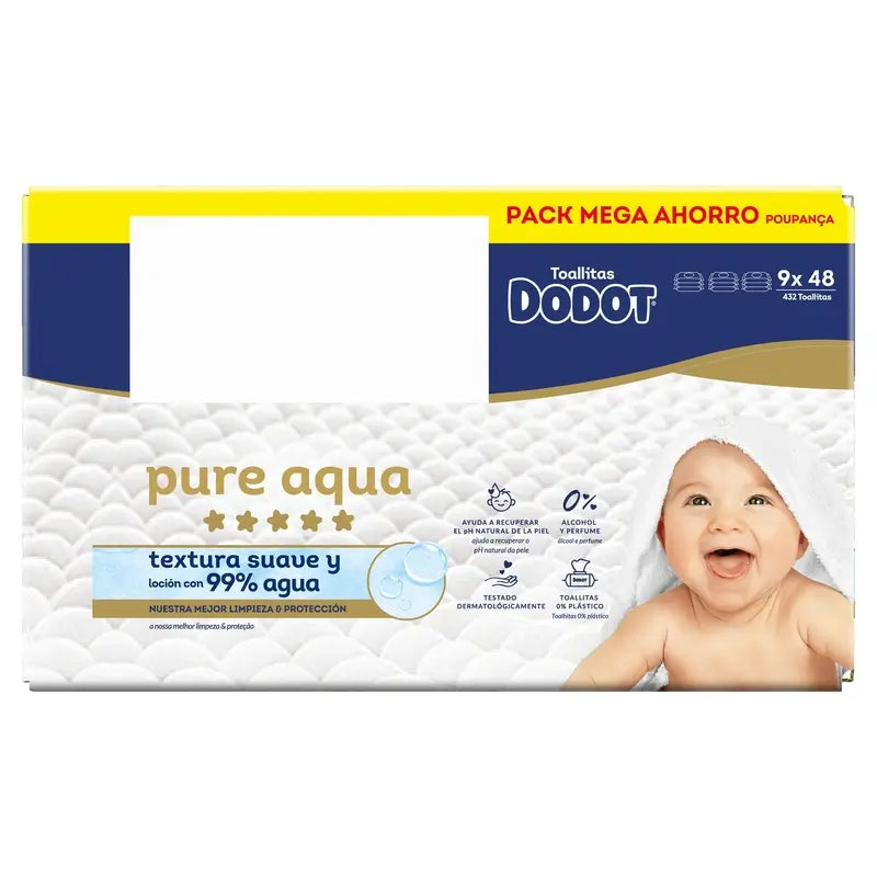 Dodot Toallitas  Pure Aqua, 9x48, 432 unidades