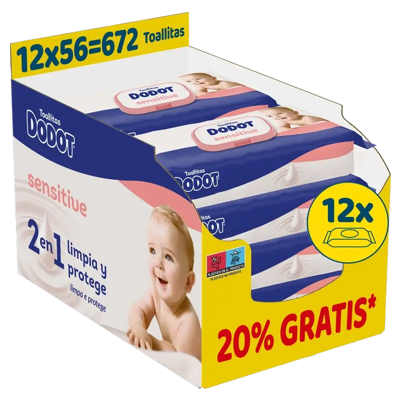 Dodot Toallitas Sensitive, 12x56, 672 unidades
