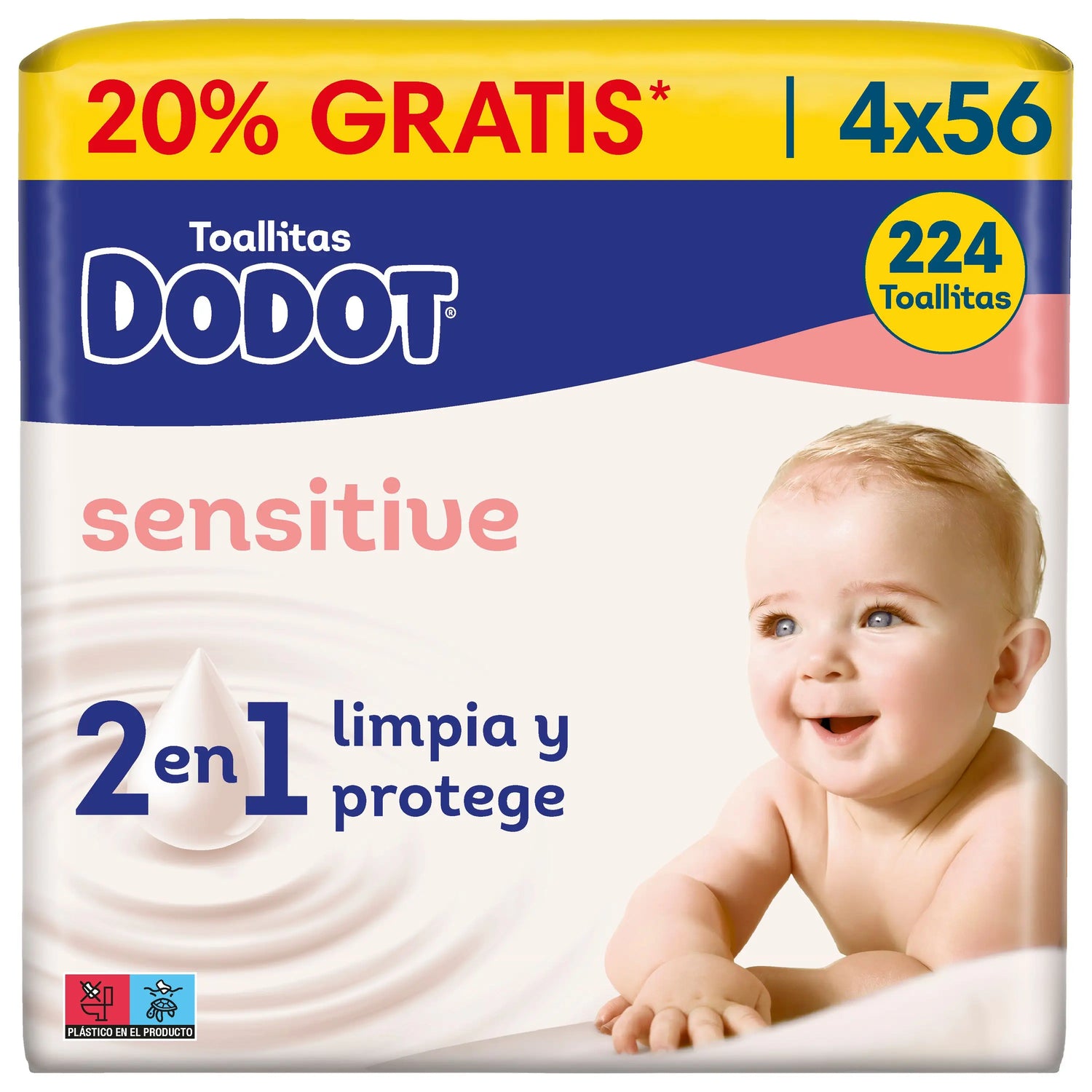 Dodot Toallitas Sensitive, 4x56, 224 unidades (20% GRATIS)